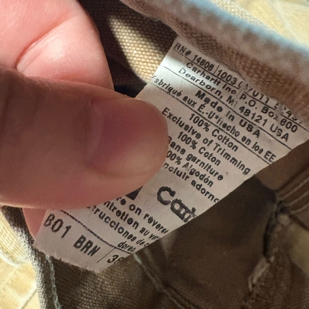 Vintage Carhartt double knee pants Tan brown Cargo Durable Workwear 38 x 30 USA - Picture 4 of 4